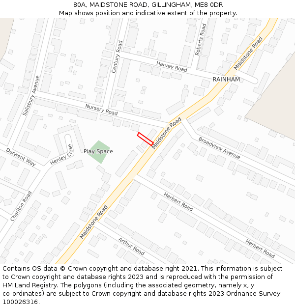 80A, MAIDSTONE ROAD, GILLINGHAM, ME8 0DR: Location map and indicative extent of plot