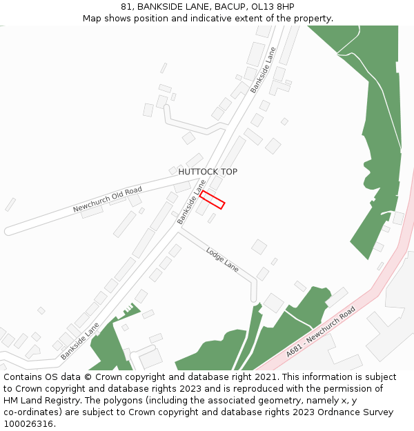 81, BANKSIDE LANE, BACUP, OL13 8HP: Location map and indicative extent of plot