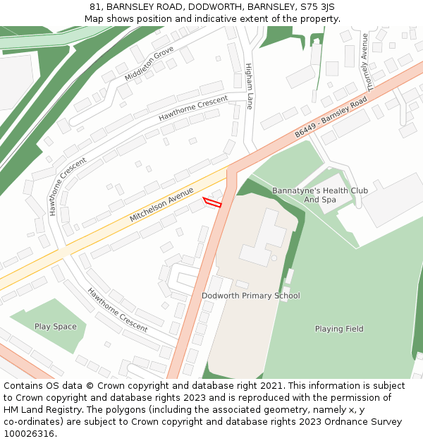 81, BARNSLEY ROAD, DODWORTH, BARNSLEY, S75 3JS: Location map and indicative extent of plot