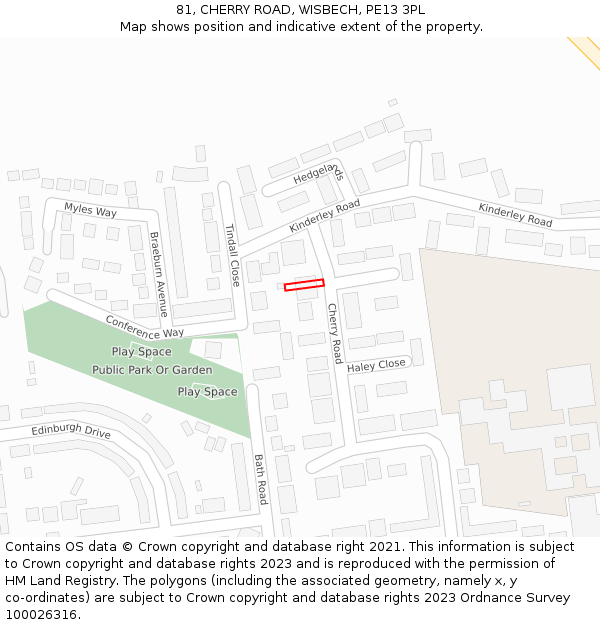 81, CHERRY ROAD, WISBECH, PE13 3PL: Location map and indicative extent of plot