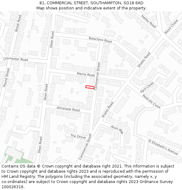81, COMMERCIAL STREET, SOUTHAMPTON, SO18 6AD: Location map and indicative extent of plot