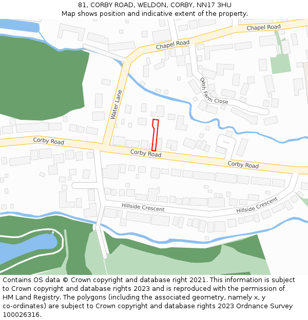 81, CORBY ROAD, WELDON, CORBY, NN17 3HU: Location map and indicative extent of plot