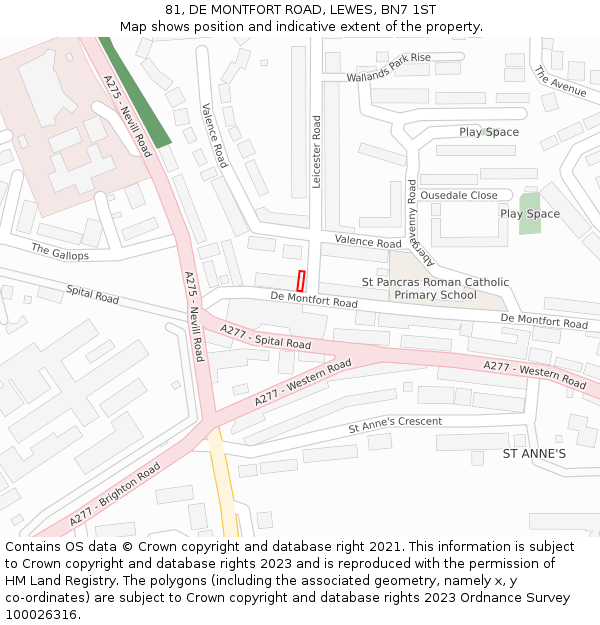 81, DE MONTFORT ROAD, LEWES, BN7 1ST: Location map and indicative extent of plot