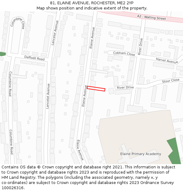 81, ELAINE AVENUE, ROCHESTER, ME2 2YP: Location map and indicative extent of plot
