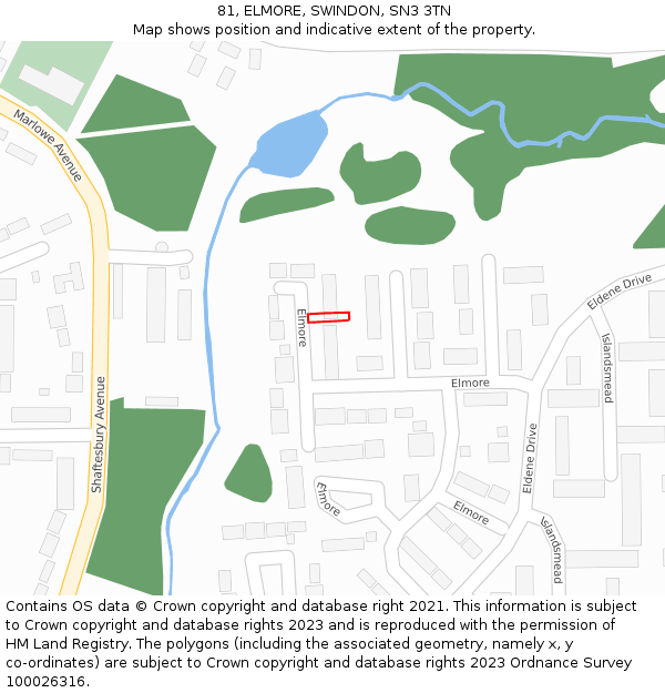 81, ELMORE, SWINDON, SN3 3TN: Location map and indicative extent of plot