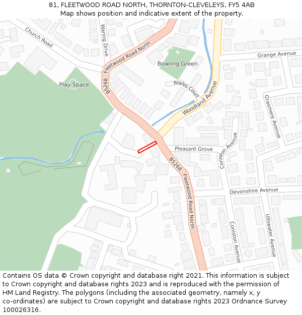 81, FLEETWOOD ROAD NORTH, THORNTON-CLEVELEYS, FY5 4AB: Location map and indicative extent of plot