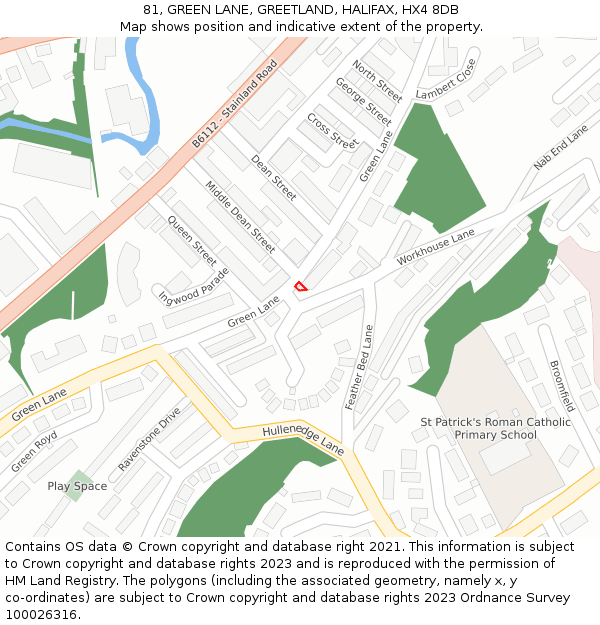 81, GREEN LANE, GREETLAND, HALIFAX, HX4 8DB: Location map and indicative extent of plot