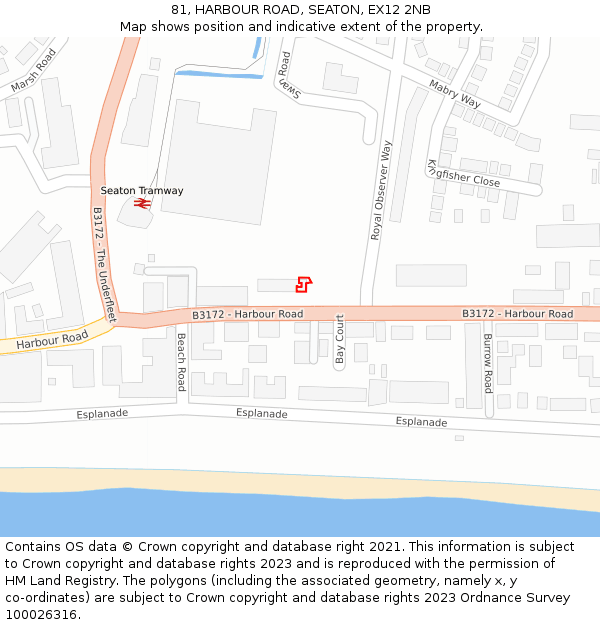 81, HARBOUR ROAD, SEATON, EX12 2NB: Location map and indicative extent of plot