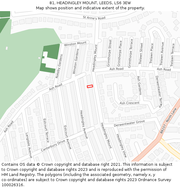 81, HEADINGLEY MOUNT, LEEDS, LS6 3EW: Location map and indicative extent of plot