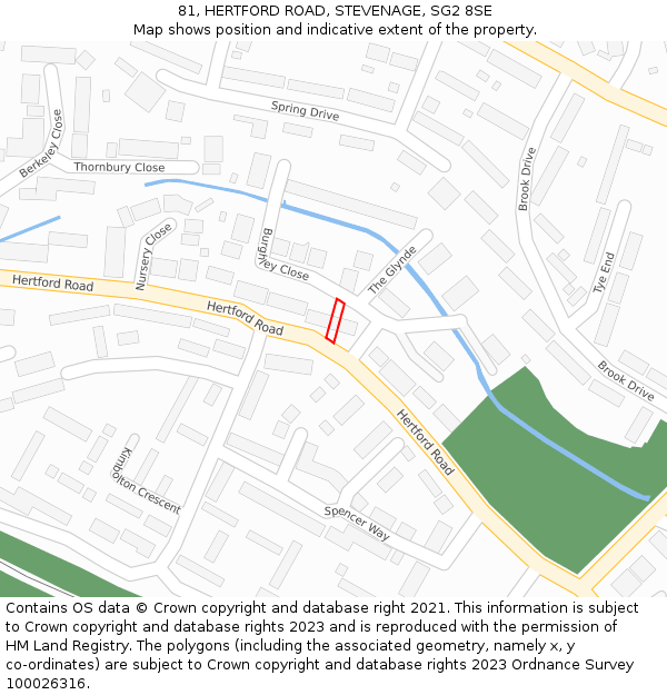 81, HERTFORD ROAD, STEVENAGE, SG2 8SE: Location map and indicative extent of plot