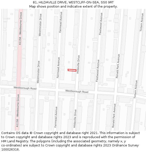 81, HILDAVILLE DRIVE, WESTCLIFF-ON-SEA, SS0 9RT: Location map and indicative extent of plot