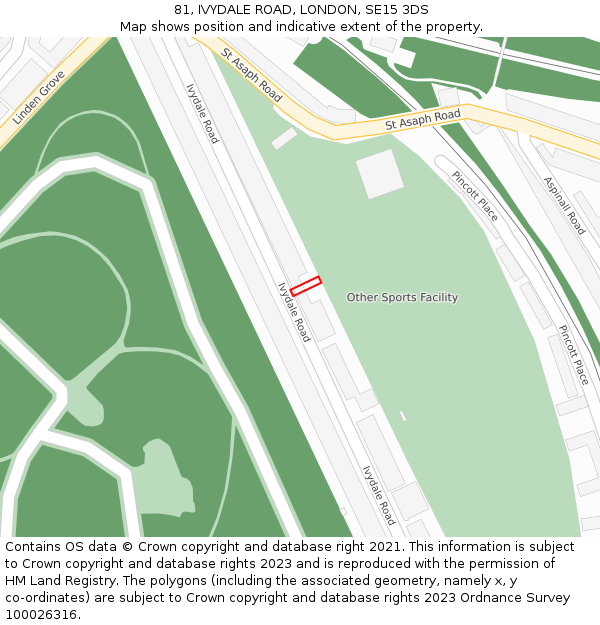 81, IVYDALE ROAD, LONDON, SE15 3DS: Location map and indicative extent of plot