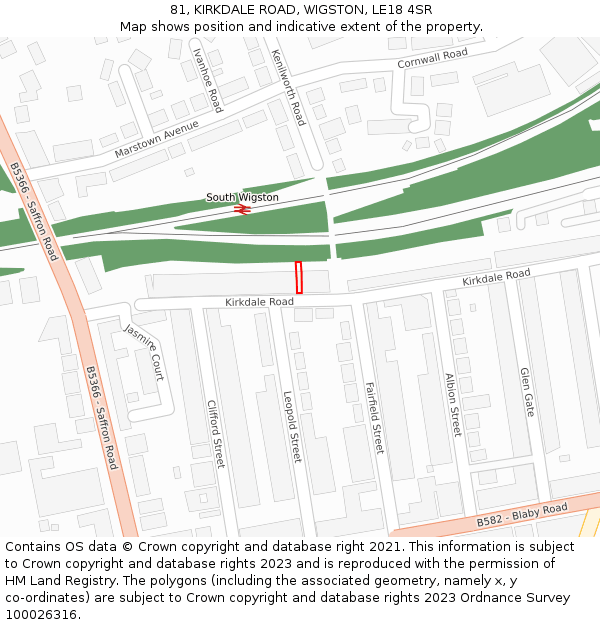 81, KIRKDALE ROAD, WIGSTON, LE18 4SR: Location map and indicative extent of plot