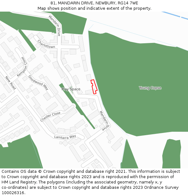 81, MANDARIN DRIVE, NEWBURY, RG14 7WE: Location map and indicative extent of plot