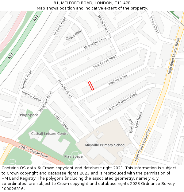81, MELFORD ROAD, LONDON, E11 4PR: Location map and indicative extent of plot