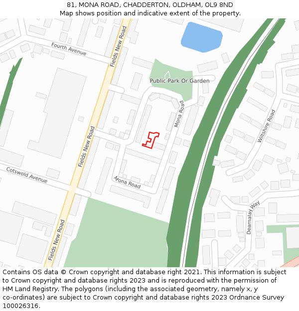 81, MONA ROAD, CHADDERTON, OLDHAM, OL9 8ND: Location map and indicative extent of plot