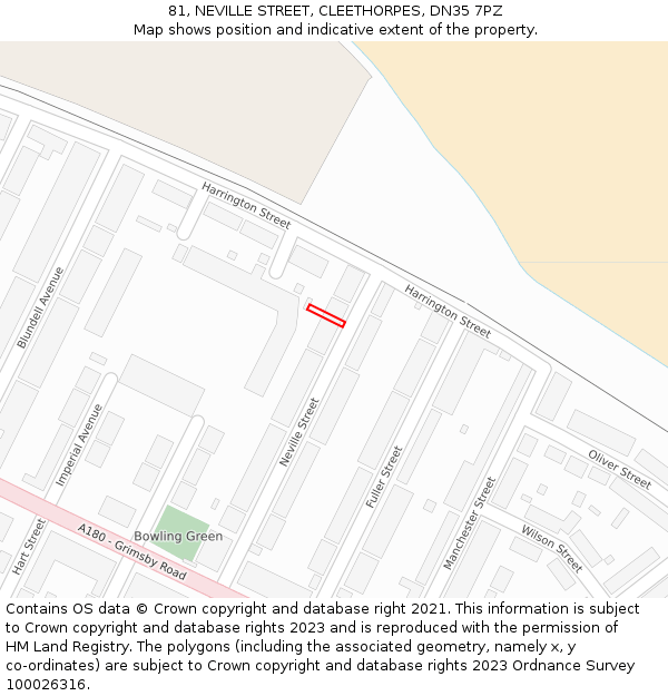 81, NEVILLE STREET, CLEETHORPES, DN35 7PZ: Location map and indicative extent of plot