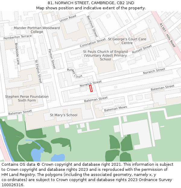 81, NORWICH STREET, CAMBRIDGE, CB2 1ND: Location map and indicative extent of plot