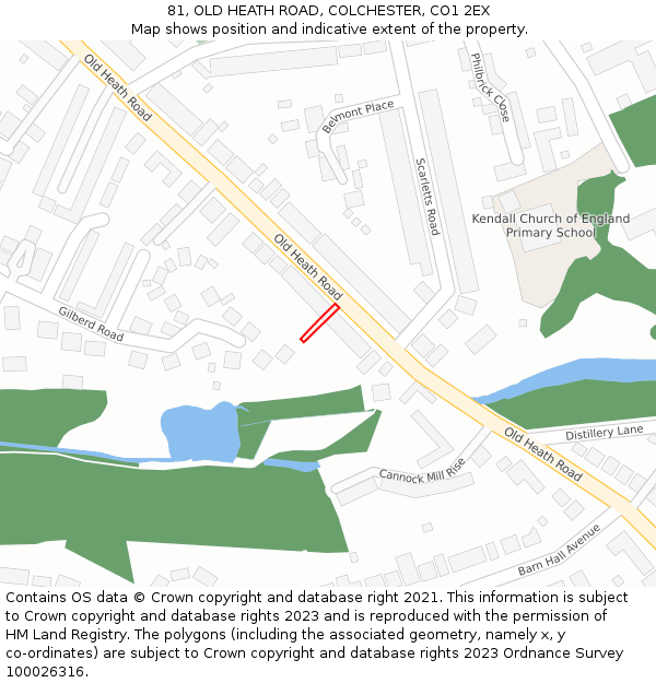 81, OLD HEATH ROAD, COLCHESTER, CO1 2EX: Location map and indicative extent of plot