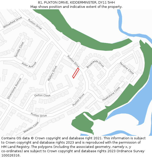81, PUXTON DRIVE, KIDDERMINSTER, DY11 5HH: Location map and indicative extent of plot