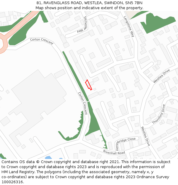 81, RAVENGLASS ROAD, WESTLEA, SWINDON, SN5 7BN: Location map and indicative extent of plot