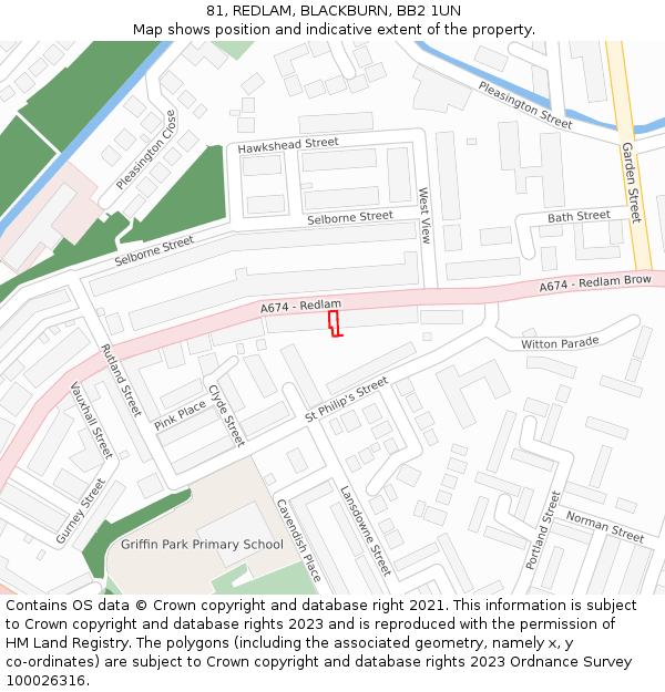 81, REDLAM, BLACKBURN, BB2 1UN: Location map and indicative extent of plot