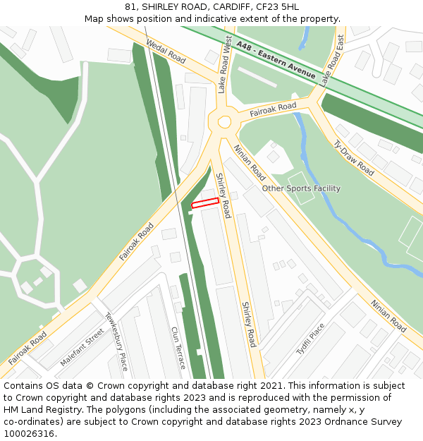 81, SHIRLEY ROAD, CARDIFF, CF23 5HL: Location map and indicative extent of plot