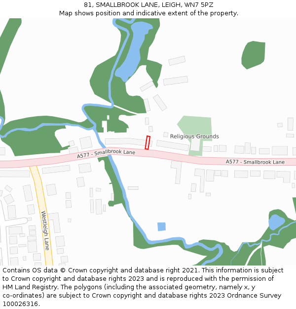 81, SMALLBROOK LANE, LEIGH, WN7 5PZ: Location map and indicative extent of plot