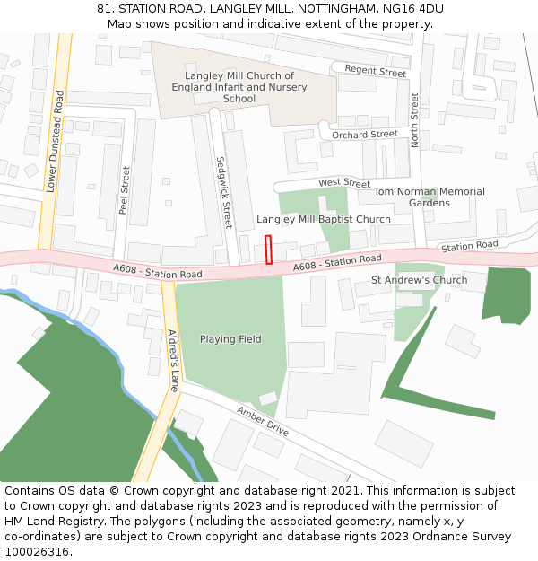 81, STATION ROAD, LANGLEY MILL, NOTTINGHAM, NG16 4DU: Location map and indicative extent of plot