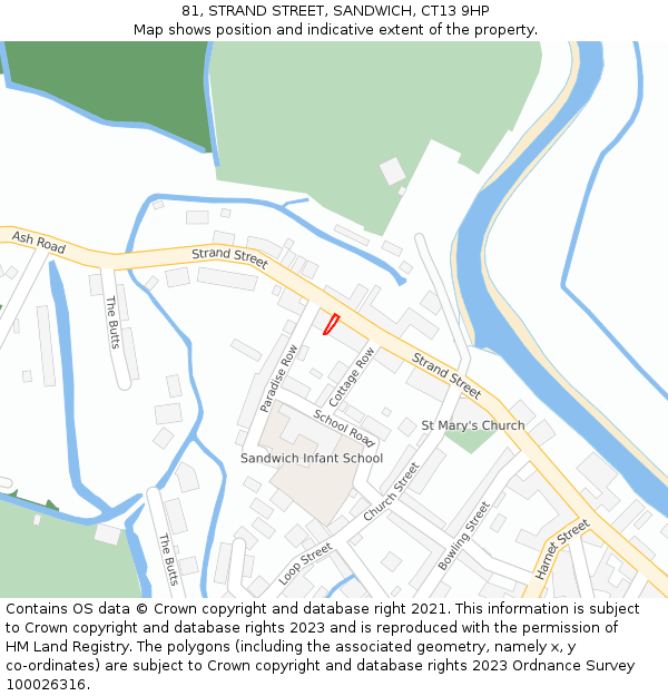 81, STRAND STREET, SANDWICH, CT13 9HP: Location map and indicative extent of plot