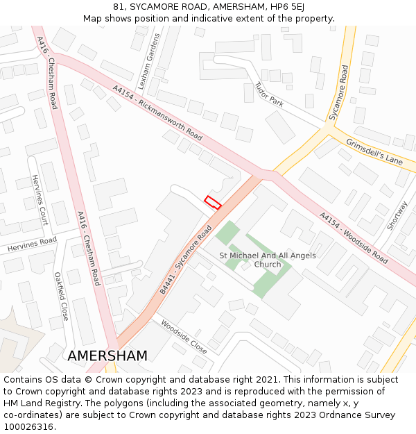 81, SYCAMORE ROAD, AMERSHAM, HP6 5EJ: Location map and indicative extent of plot