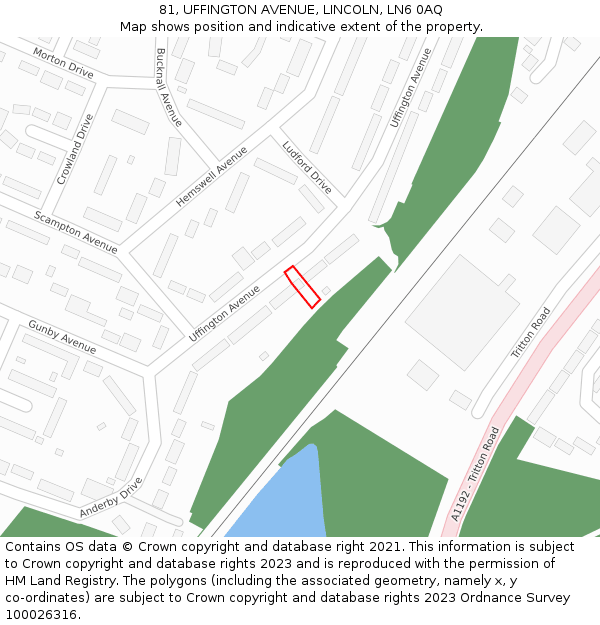 81, UFFINGTON AVENUE, LINCOLN, LN6 0AQ: Location map and indicative extent of plot