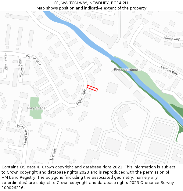 81, WALTON WAY, NEWBURY, RG14 2LL: Location map and indicative extent of plot