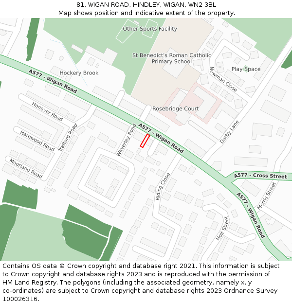 81, WIGAN ROAD, HINDLEY, WIGAN, WN2 3BL: Location map and indicative extent of plot