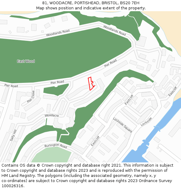 81, WOODACRE, PORTISHEAD, BRISTOL, BS20 7EH: Location map and indicative extent of plot