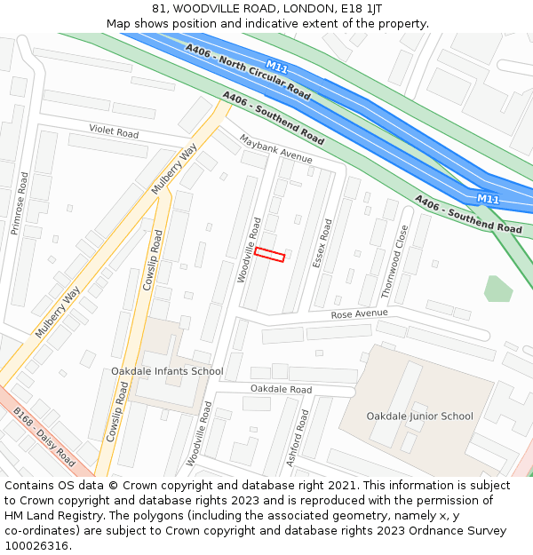 81, WOODVILLE ROAD, LONDON, E18 1JT: Location map and indicative extent of plot