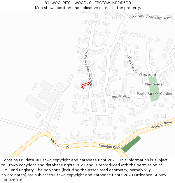 81, WOOLPITCH WOOD, CHEPSTOW, NP16 6DR: Location map and indicative extent of plot