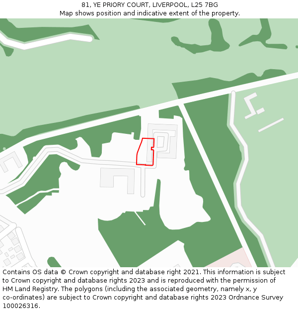 81, YE PRIORY COURT, LIVERPOOL, L25 7BG: Location map and indicative extent of plot