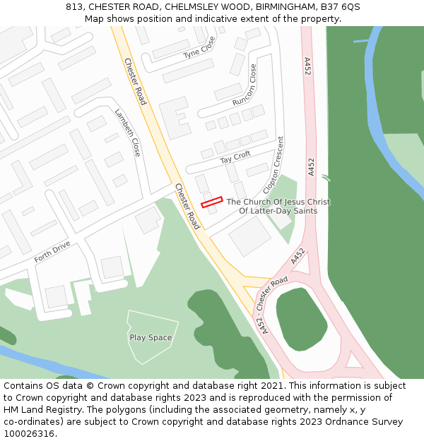 813, CHESTER ROAD, CHELMSLEY WOOD, BIRMINGHAM, B37 6QS: Location map and indicative extent of plot