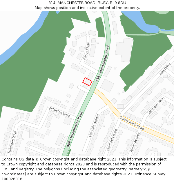 814, MANCHESTER ROAD, BURY, BL9 8DU: Location map and indicative extent of plot