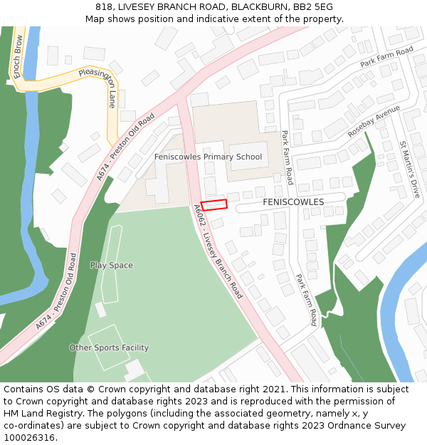 818, LIVESEY BRANCH ROAD, BLACKBURN, BB2 5EG: Location map and indicative extent of plot