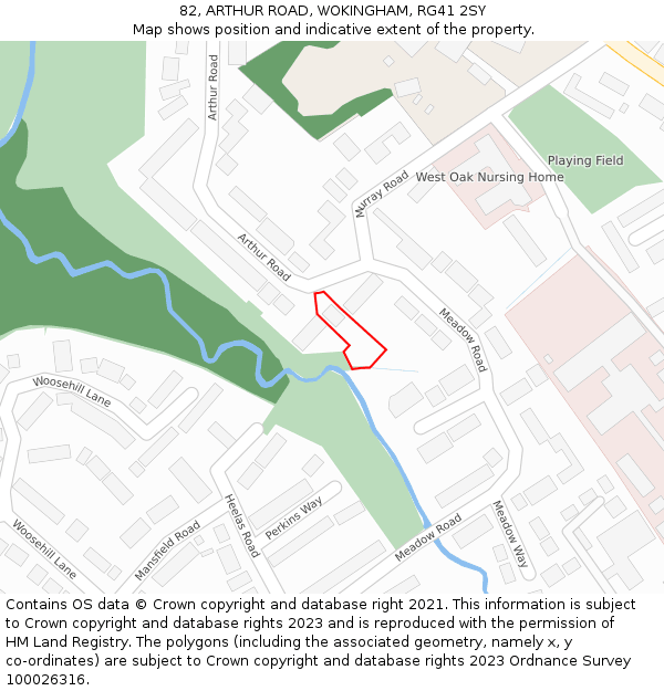 82, ARTHUR ROAD, WOKINGHAM, RG41 2SY: Location map and indicative extent of plot