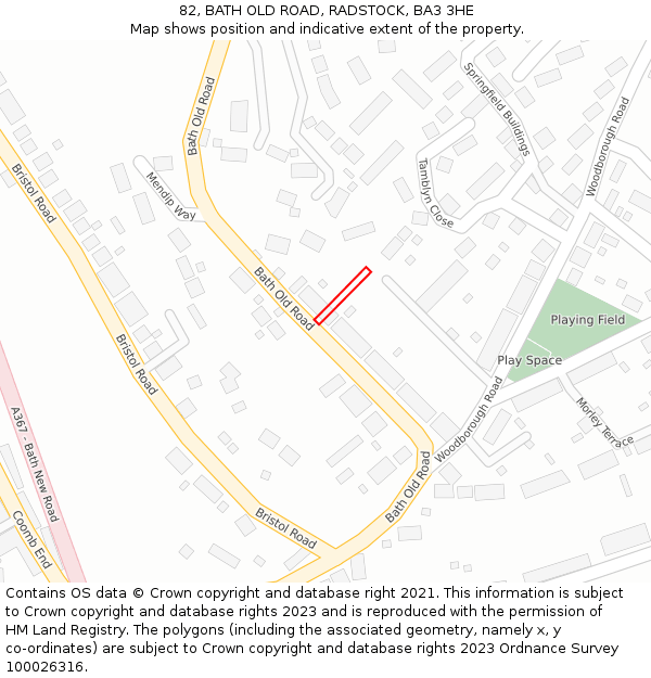 82, BATH OLD ROAD, RADSTOCK, BA3 3HE: Location map and indicative extent of plot