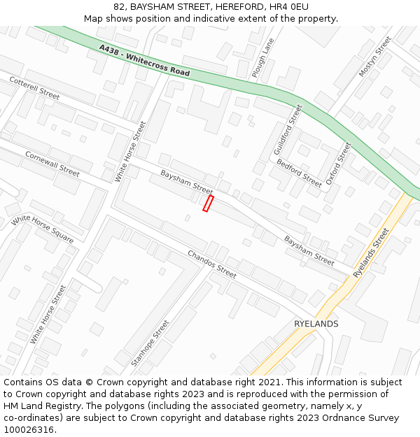 82, BAYSHAM STREET, HEREFORD, HR4 0EU: Location map and indicative extent of plot