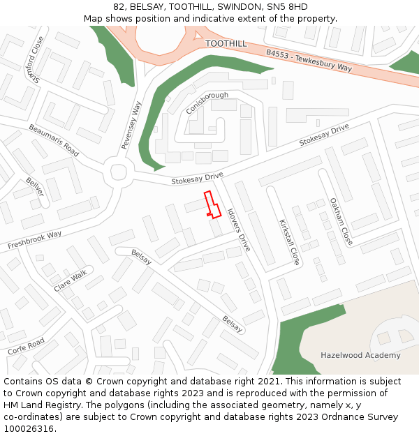 82, BELSAY, TOOTHILL, SWINDON, SN5 8HD: Location map and indicative extent of plot