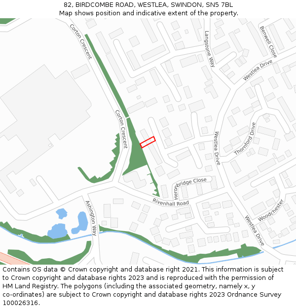 82, BIRDCOMBE ROAD, WESTLEA, SWINDON, SN5 7BL: Location map and indicative extent of plot