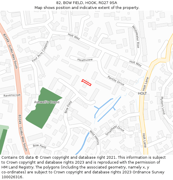 82, BOW FIELD, HOOK, RG27 9SA: Location map and indicative extent of plot