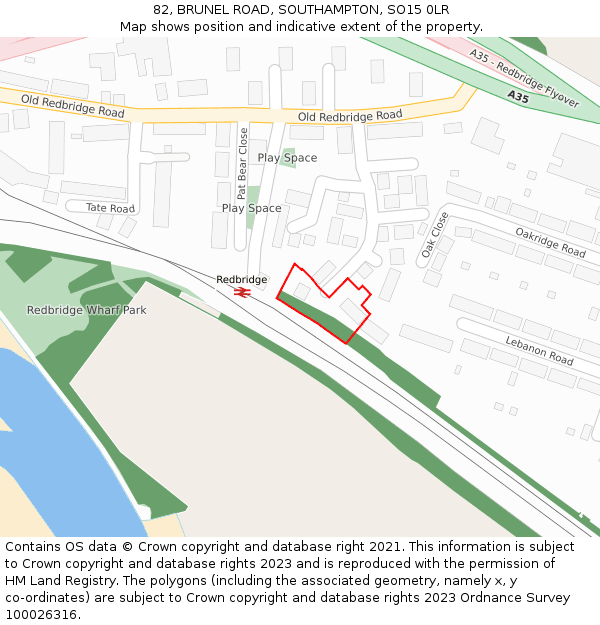 82, BRUNEL ROAD, SOUTHAMPTON, SO15 0LR: Location map and indicative extent of plot