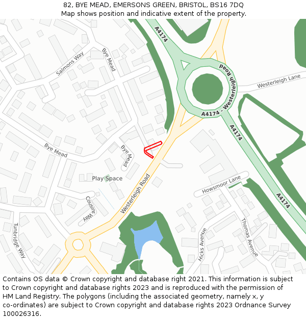 82, BYE MEAD, EMERSONS GREEN, BRISTOL, BS16 7DQ: Location map and indicative extent of plot