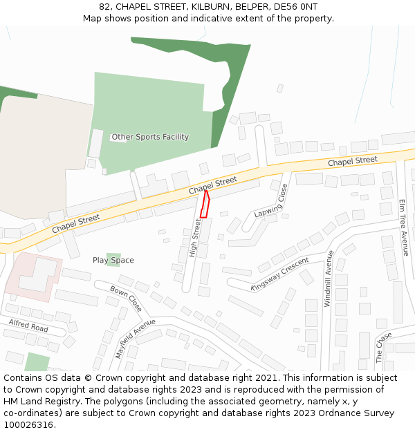 82, CHAPEL STREET, KILBURN, BELPER, DE56 0NT: Location map and indicative extent of plot